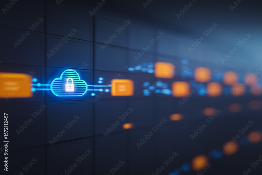 Poster secured cloud data: illustrating the security and accessibility of digital data through a visual rep