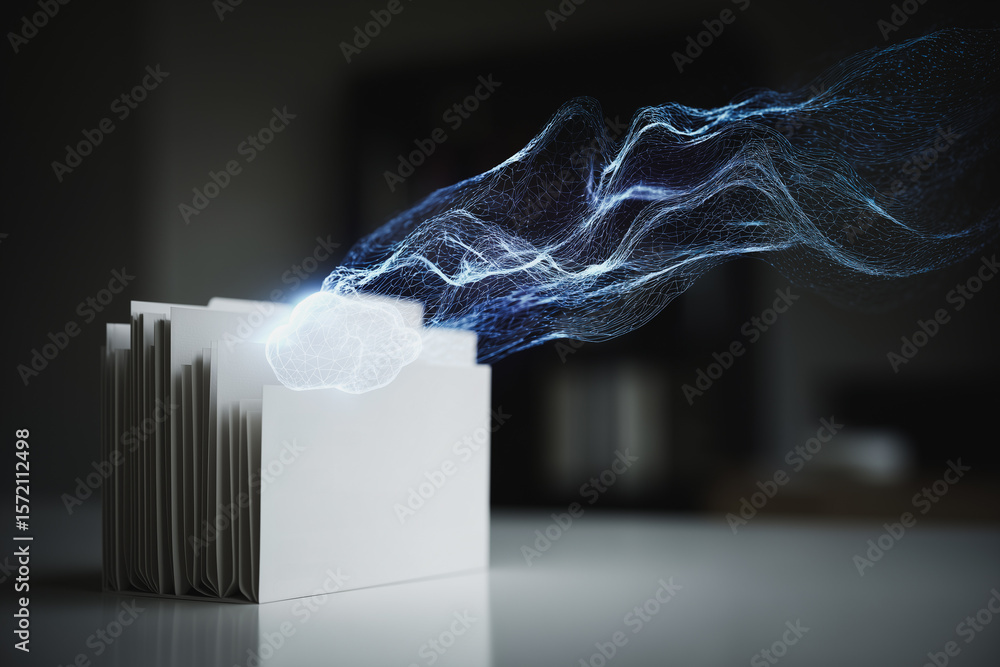 Poster data unveiled: a digital data visualization of a file folder, capturing the essence of data analytic