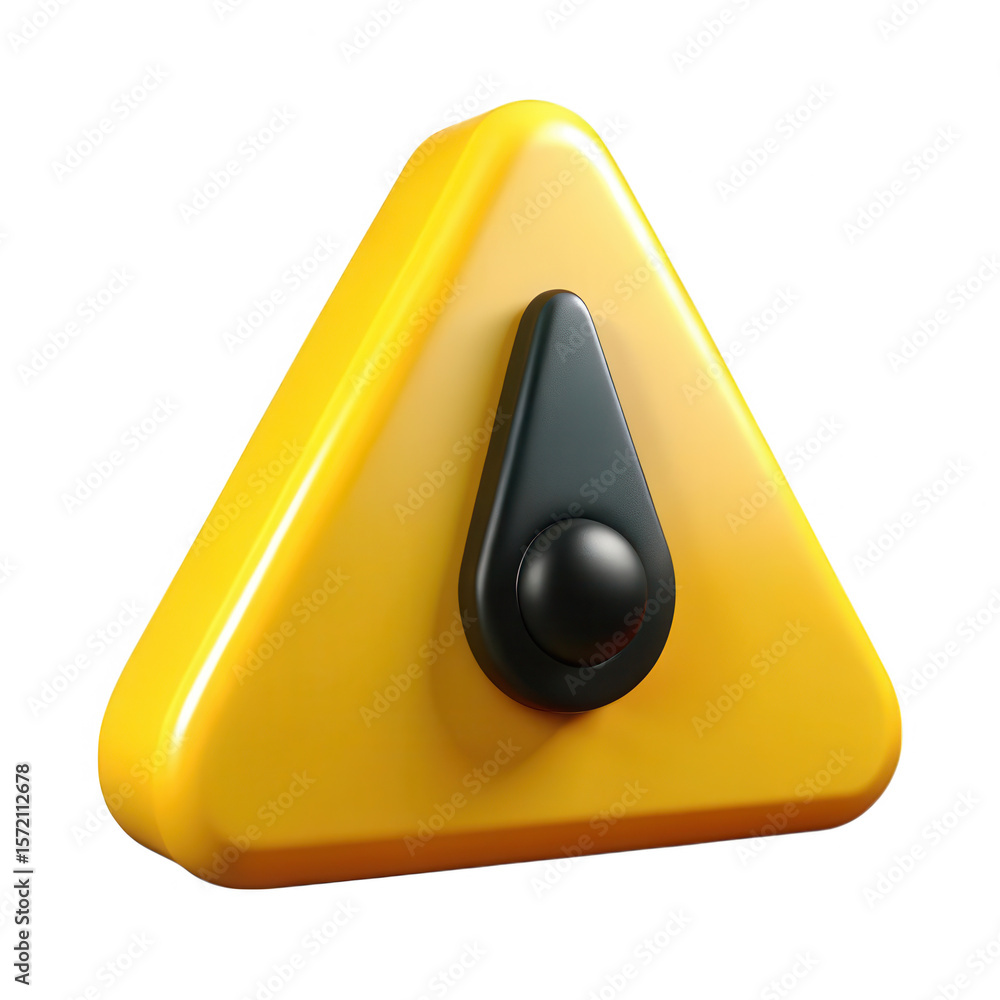 Poster yellow warning triangle with black symbol isolated on transparent background