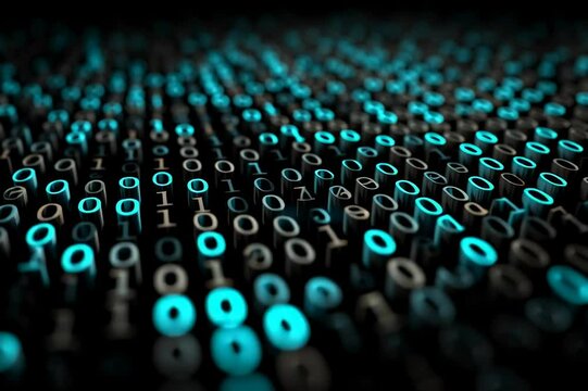 Binary code data stream digital technology background matrix data information security