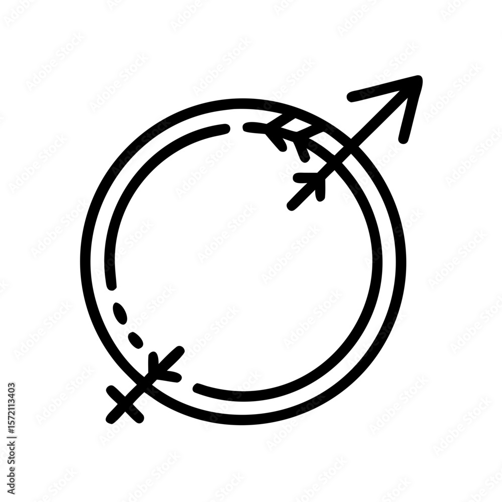 Aufkleber symbol representing a holistic concept with a line extending upward