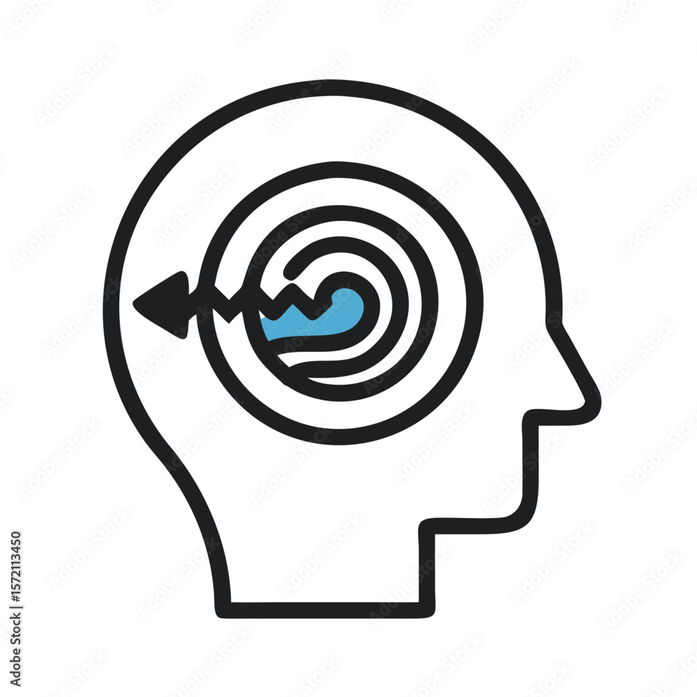 Poster head profile with flowing wave patterns depicting thoughts and ideas