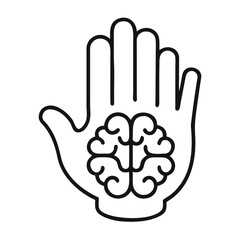 Obraz premium Hand Silhouette With Brain Illustration Symbolizing Thought and Communication