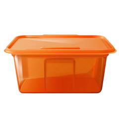 Orange plastic box for storage isolated on white and transparent background