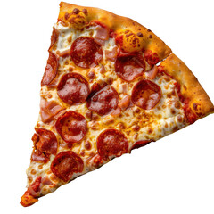 Original Pepperoni pizza slice isolated on white and transparent background