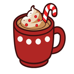 Hot Cocoa With Candy Canes In A Cup