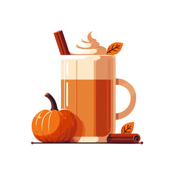 This image shows a pumpkin spice latte with a pumpkin and cinnamon sticks, ideal for websites or blogs about autumn, seasonal drinks, or cozy recipes.


