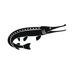 Fototapeta premium Alligator Gar Fish Black Glyph Icon (Color Changes Available in SVG)