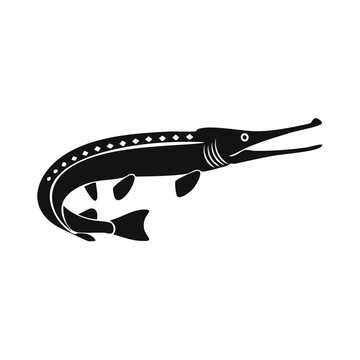 Alligator Gar Fish Black Glyph Icon (Color Changes Available in SVG)