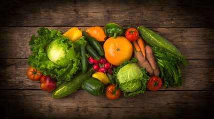 Fresh fruits and vegetables in a colorful display, celebrating natural abundance and healthy living.