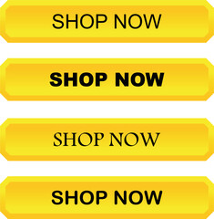 Shop now. Modern collection for web site. Online shopping. Click here, apply, buttons hand pointer clicking. Web design elements. Vector illustration