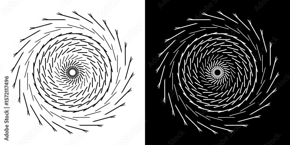 Fototapete abstract background with line pattern forming circle. spiral art design as logo or icon. black lines