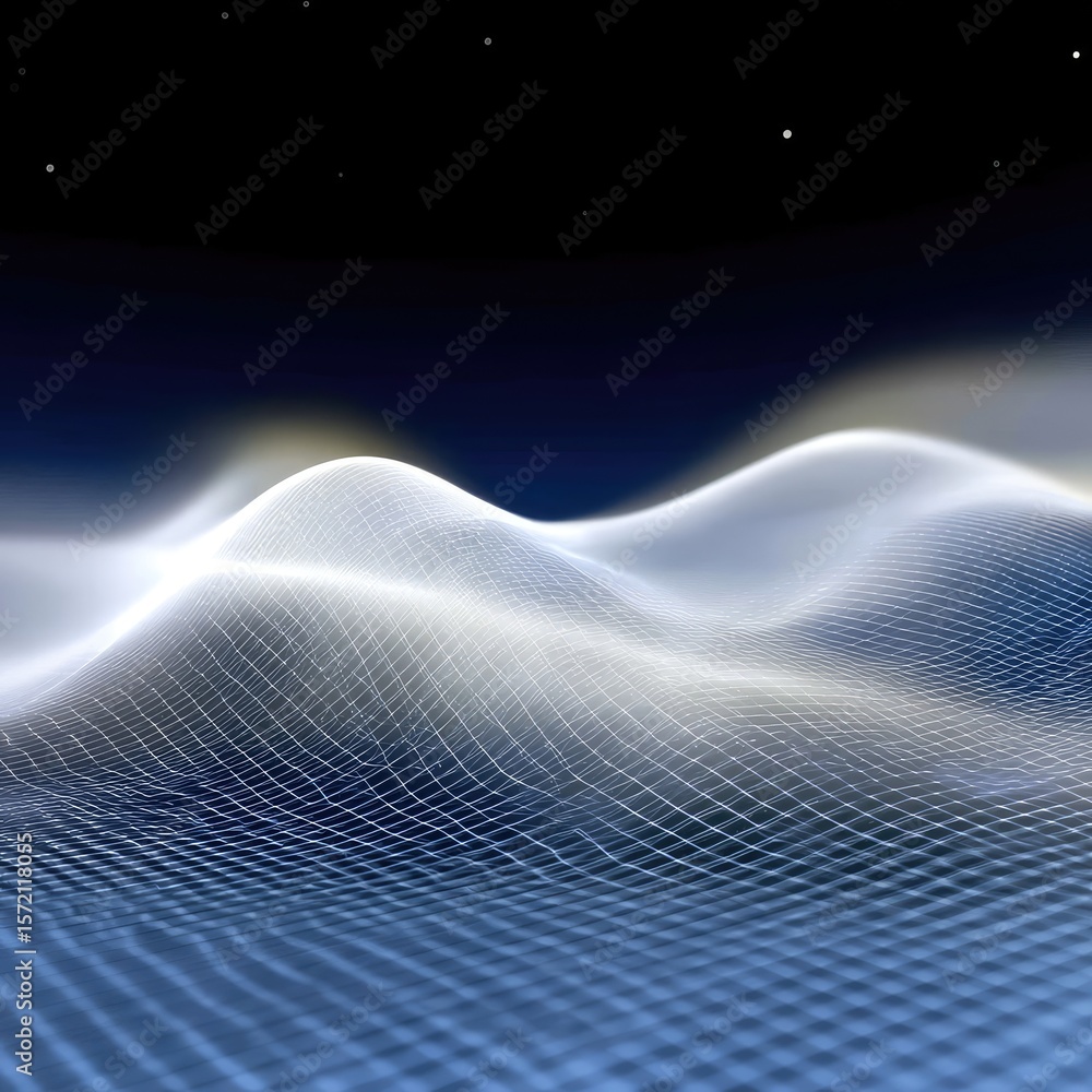 Poster abstract 3d signal system mesh network in dark blue and white