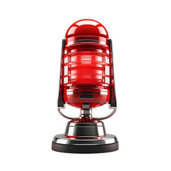 Retro Red Illuminated Microphone:  Vintage Style, Dramatic Lighting, Broadcast Theme, Isolated on Black Background.