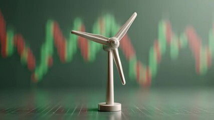 Green energy investment trends with wind turbine stock market charts showing market potential and growth sustainable energy - Powered by Adobe