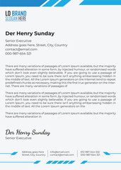 Modern Corporate Letterhead Template Design – Blue and White Business Layout