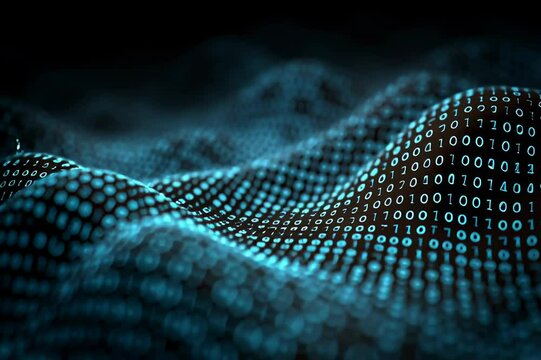 Abstract binary code background data stream digital technology network security concept