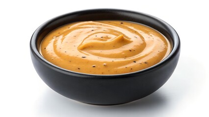 A bowl of creamy mustard sauce is ready to be served as a condiment