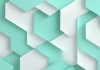 Abstract geometric pattern of mint and white hexagons