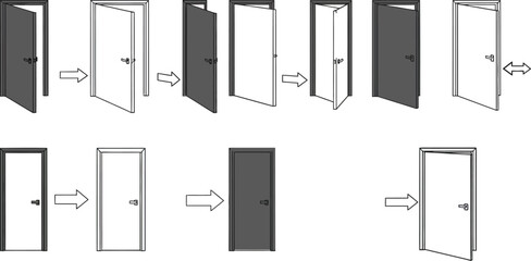Door opening sequence diagram illustration interior design architecture home improvement construction process