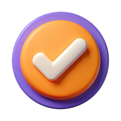 3d render of check mark icon in orange and purple isolated on transparent background