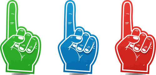 Foam finger collection: green, blue, red fan hand for sports events and team support for sale online