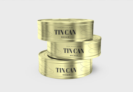 Metallic Round Golden Tin Can Mockup