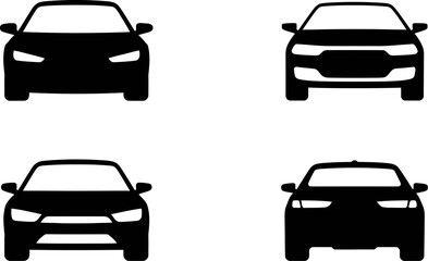 Car front view vector icons set illustration automotive design transport vehicle auto automobile graphics 100