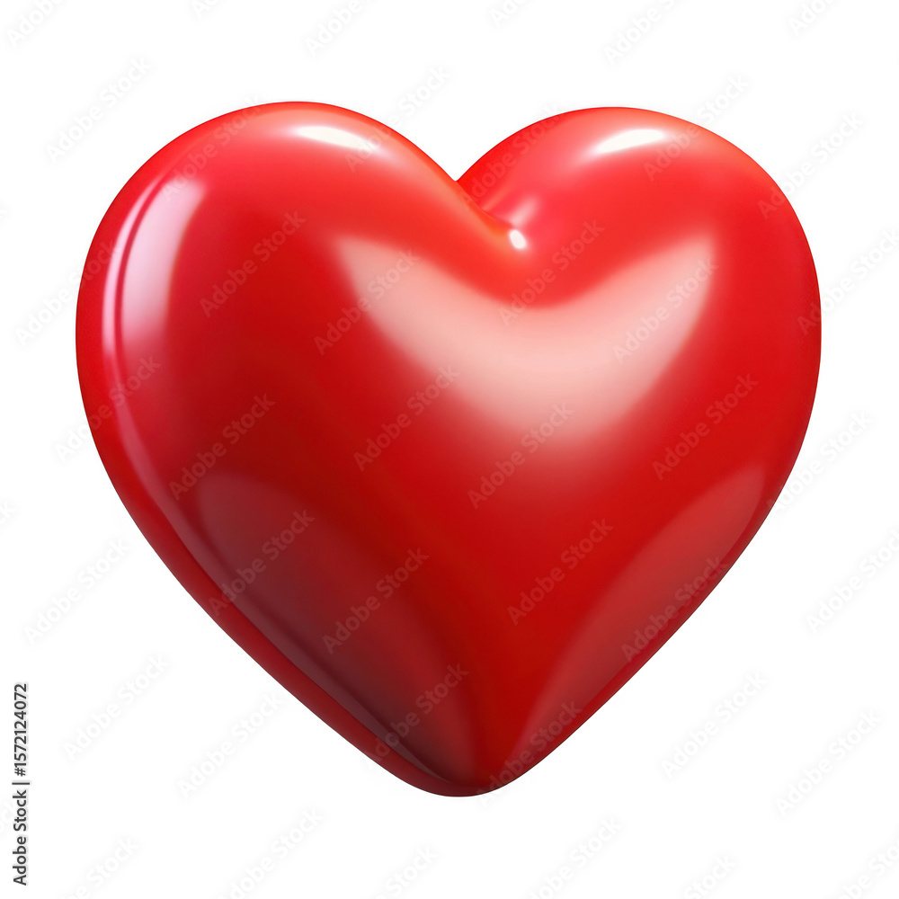 Poster shiny red heart shape symbol isolated on transparent background