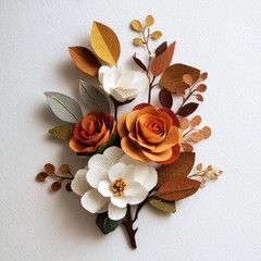 Autumnal paper flowers in muted tones