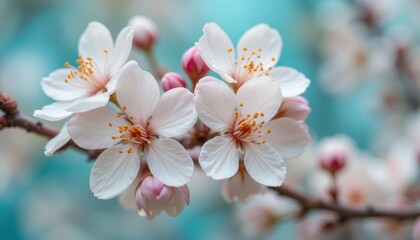 Delicate Spring Blossoms: A Close-Up of Cherry Blossoms
