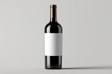 Red wine bottle, blank label, studio shot