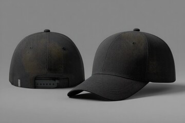 Dark gray baseball cap, front and back view