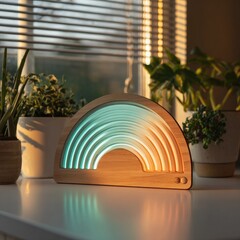 Wooden rainbow lamp with ombre colors