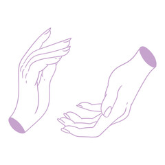 Illustration of hands about to touch, clapping, original hand-drawn illustration for posters, cards, cafe menus, and graphic design.