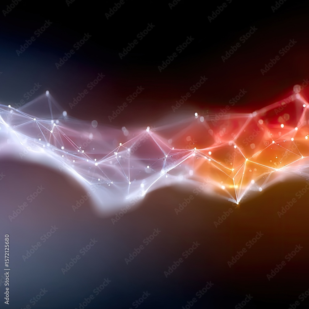 Poster abstract digital network structure with glowing lines and nodes