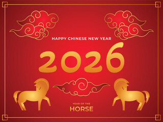 2026 Chinese New Year, Zodiac Sign for greeting card, banner, calendar, year of the horse