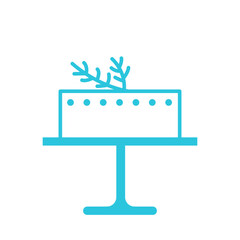 Cheescake Icon, Blue Icon on White