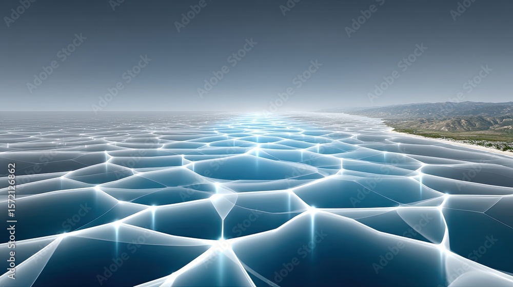 Poster abstract futuristic network structure with glowing blue arcs