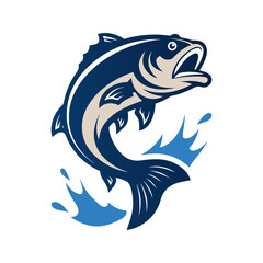 Jumping bass fish vector illustration isolated on a white background