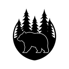 Bear forest silhouette vector illustration isolated on a white background