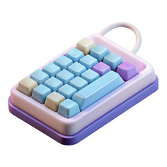 3d pastel mini keyboard render isolated on transparent background