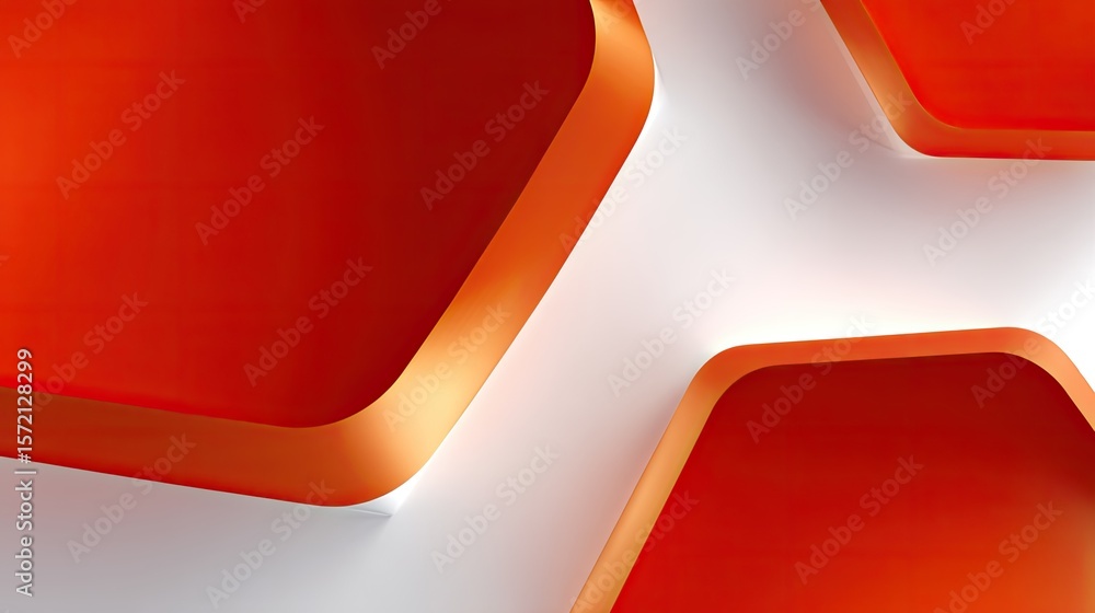 Poster abstract geometric pattern with red and white concentric polygons
