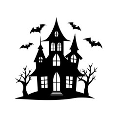 Haunted house bats silhouette vector illustration isolated on a white background