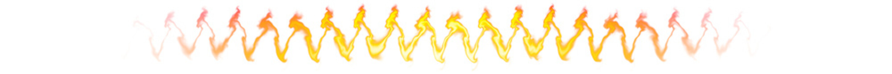 Red and orange flame effect collection on transparent background

