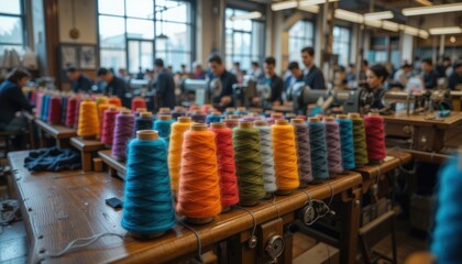 Vibrant Threads: A Textile Factory's Colorful Tapestry