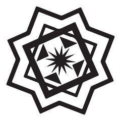 Black and white Star of David symbol with geometric snowflake pattern and decorative elements