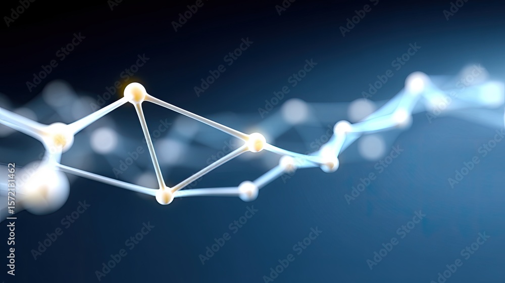 Poster abstract mesh network visualization with glowing nodes and soft bokeh