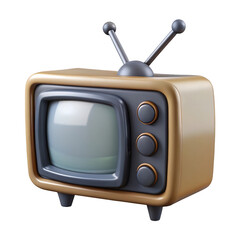 3d retro television render vintage tv model isolated on transparent background
