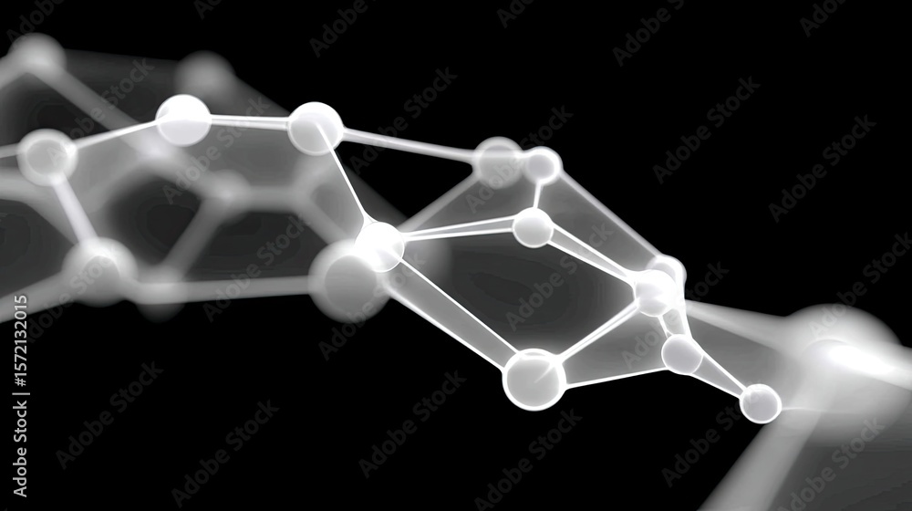 Poster abstract network connection: white glowing dots and lines on black background